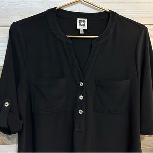 Anne Klein ⚜️ Black Partial Button Down Top